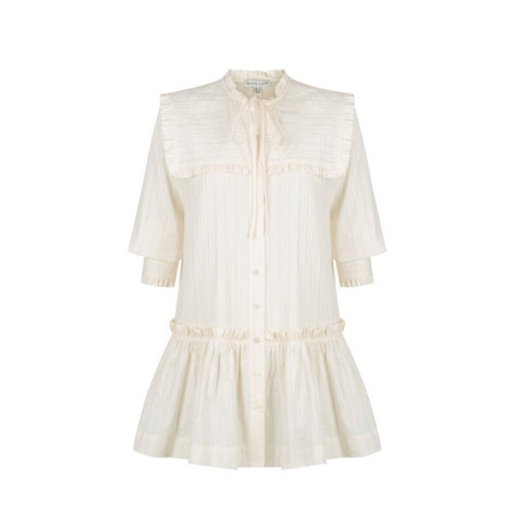 SHONA JOY ELLA FRILL MINI SHIRT DRESS
